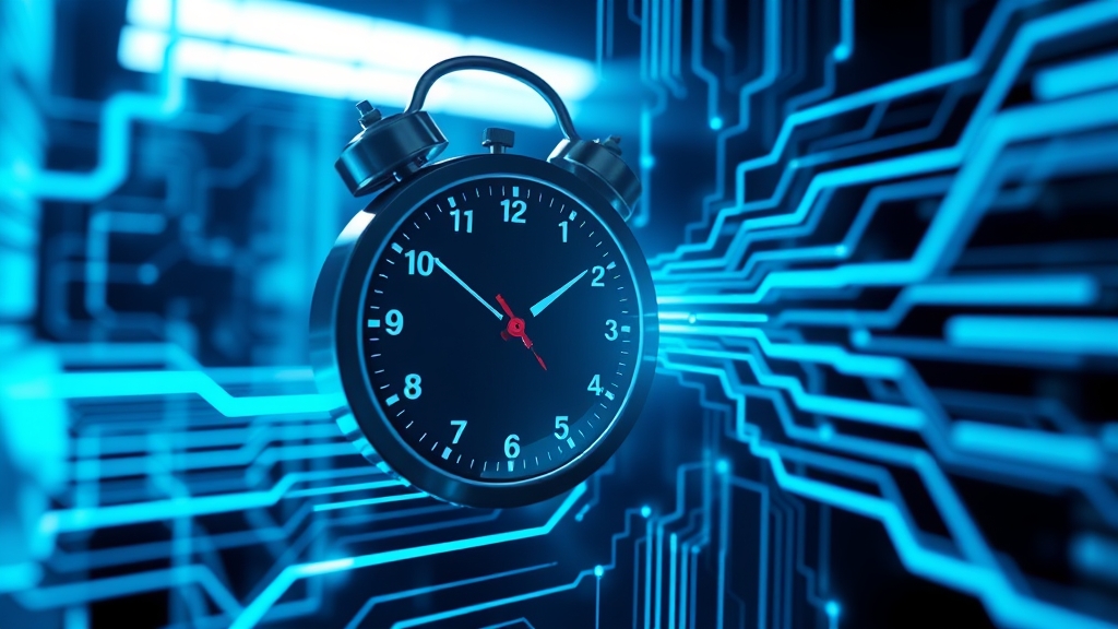 Rappresentazione concettuale di un ripristino temporale di un sistema informatico con elementi digitali e flussi di dati