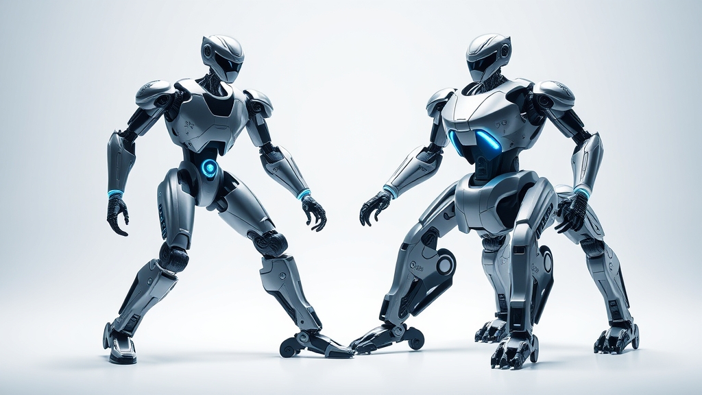 Robot Qiyuan T1 in forma umanoide e quadrupede su sfondo tecnologico