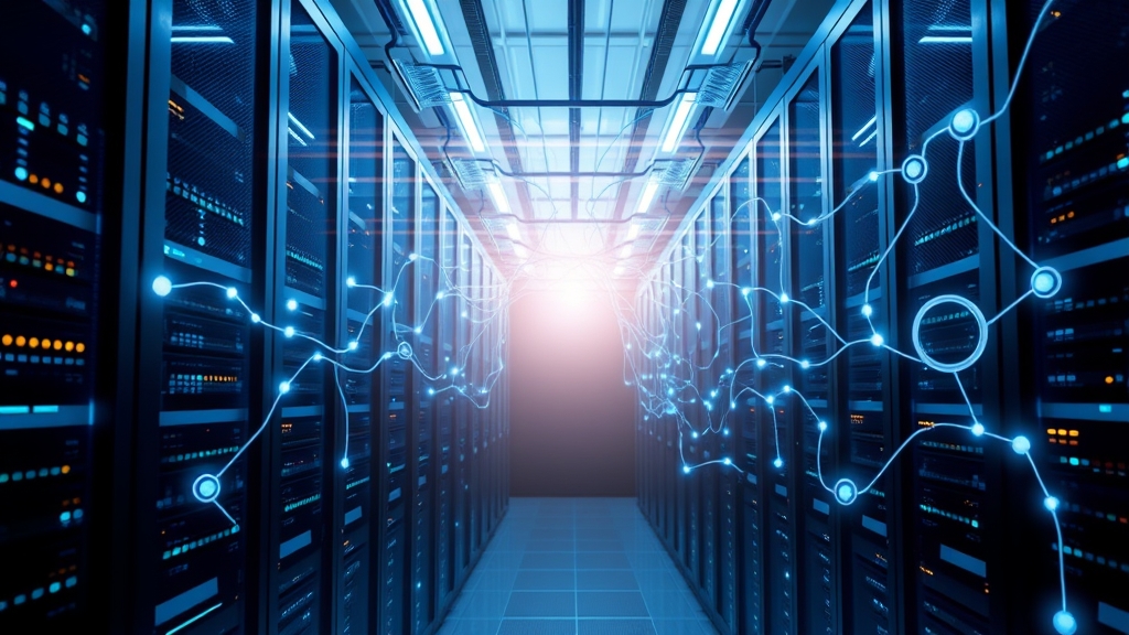 Illustrazione di un gateway di inferenza AI con simboli di velocità e dati che fluiscono