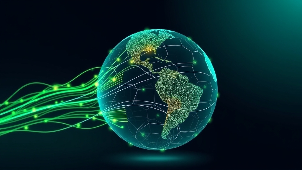 Illustrazione di un globo terrestre con linee di connessione dati e richiami a un pallone da calcio