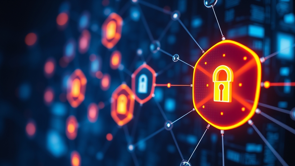 abstract digital network with glowing security nodes