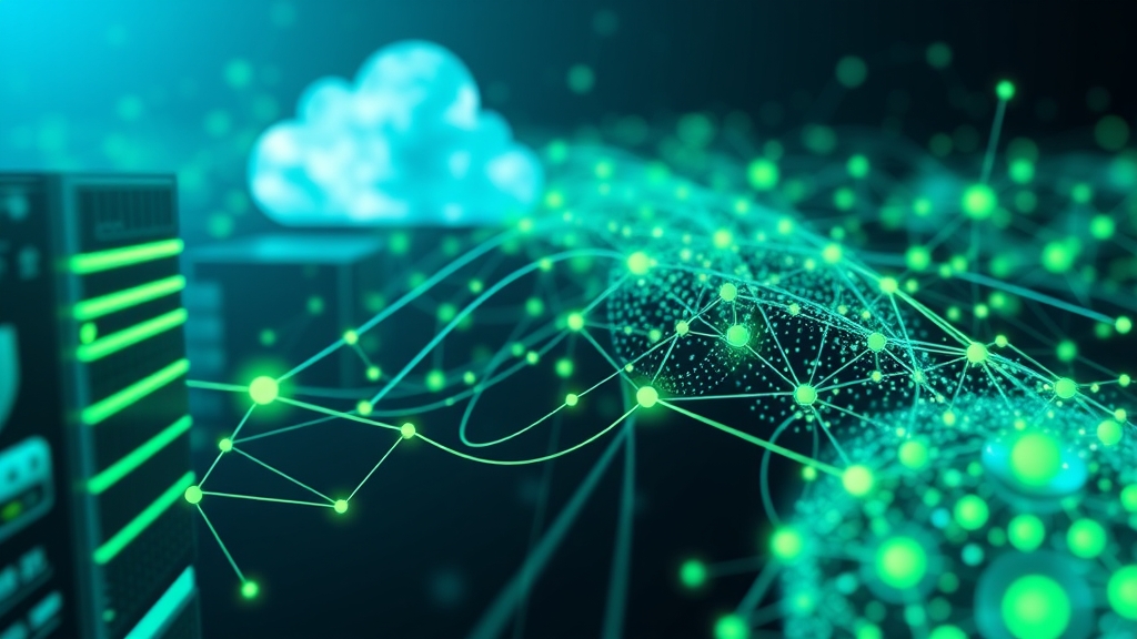 Flusso di dati che collega server cloud, database e nodi di elaborazione
